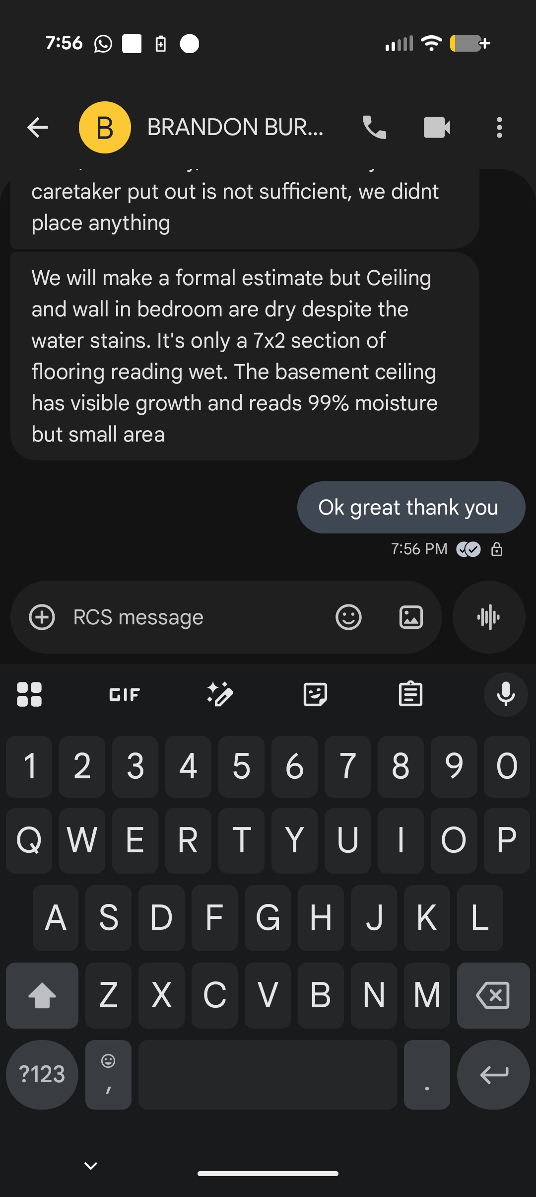 Remediation Company Moisture Assessment — 99% Moisture in Basement